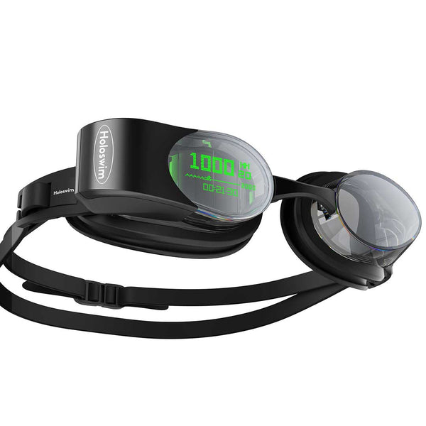 Holoswim Smart Swim Goggles 2PRO, AR Real-Time Display, Data Tracking & Training Plans Smart Swimming Goggles with AI Data Analysis App, No Subscription, TÜV Anti-Fog Compatible with Garmin Apple